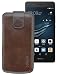 Produktbild Original Suncase Etui Tasche für Huawei P9 Lite | mit ZUSÄTZLICHER Hülle / Schale / Bumper *Lasche mit Rückzugfunktion* Handytasche Ledertasche Schutzhülle Case Hülle in rustik-mocca braun | Inkl. TPU und Panzerfolie