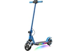 KHHK Trottinette électrique pour Enfants avec Lumières LED, Amortisseurs à Double Ressort, Moteur 130W, Vitesse Max 14 km/h, Scooter Électrique Pliable pour Enfants conçu pour 6-14 Ans