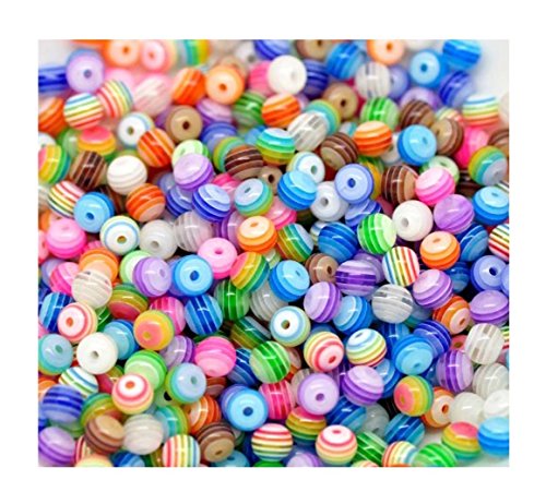 ca. 200 Stück Multicolour gestreiften Acryl Perlen Spacer Beads 6 mm