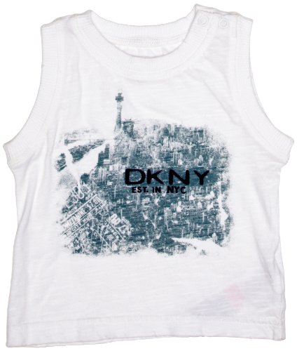 DKNY Unisex Baby City Print Tank White 6 Months
