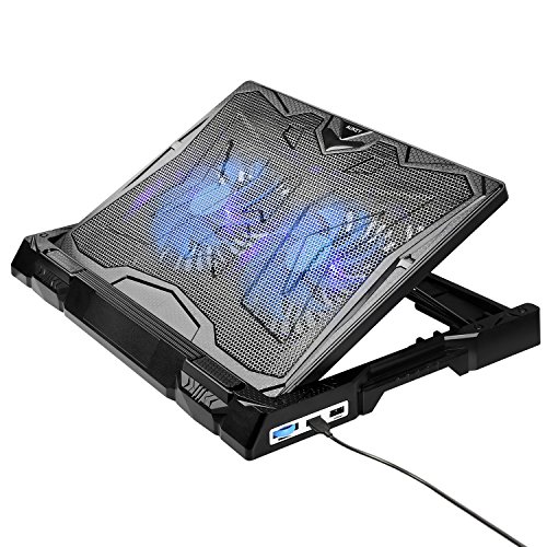 AUKEY Laptop Kühler 12-17 Zoll Ständer Verstellbar, 2 Lüfter mit LEDs, 2 USB Ports, Cooling Pad Notebook Cooler Kühlpad (CP-R6) - 3