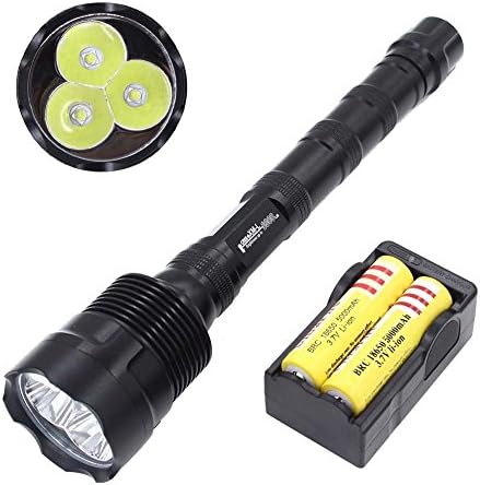 Wolfway Super Bright 3800 Lumens 3 x CREE XM-L T6 LED Flashlight Torch with 3 x 4200mAh 18650 Battery and Charger
