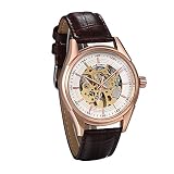 Avaner Herren-Uhr Armbanduhr, automatische mechanische Uhr Steampunk Skelett Armbanduhr braun Leder Band Armband für Männer Herren