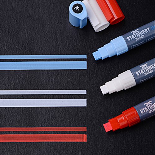 Stationery Island Kreidemarker Keilspitze 8 mm – 8 Stück farbig sortiert – Grauer Stiftschaft – Feucht Abwischbar - 4