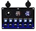 Produktbild DCFlat 4 Gang/6-Gang/8-Gang Schaltung LED Auto Marine Boat Wippschalter Panel Dual USB Wasserdicht Power Socket Breaker Voltmeter Überlastschutz (6 Gang Kunststoff Platte)
