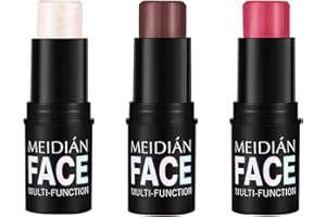 HAMKU Barra de contorno facial de 3 piezas, iluminador de contorno, rubor de belleza en barra, barra de maquillaje ligera y resistente al agua, maquillaje suave y natural de larga duración.