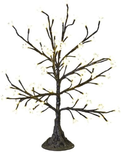 Arclite NBL-050-6 Cherry Blossom Tree, 2.5' Height, with Black Trunk, Clear Crystals and Warm White Lights