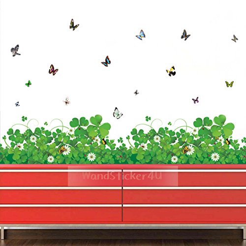 WandSticker4U- Wandtattoo „Blumenwiese mit Schmetterlingen“ | Breite:120cm | Blumen Wiese Gräser | Wandsticker Fenstersticker Aufkleber Deko für Wohnzimmer, Flur, Küche, Kinderzimmer, Garderobe - 2