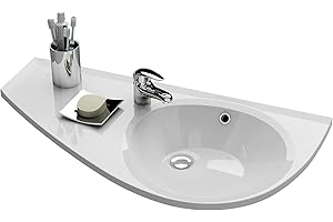 Lavabo Esquinero Grande | Lavabo suspendido con orificio para grifería y rebosadero | Instalación en pared | Lavabo sobre encimera de baño | Lavabo Avocado 85 x 45 cm (derecha) | RAVAK