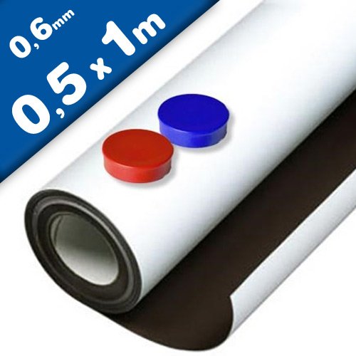 Lámina de hierro blanco mate autoadhesiva 0,6mm x 50cm x 100cm - Ideal para la creación de tableros y todo tipo de aplicaciones innovadoras en las que se utilizan imanes