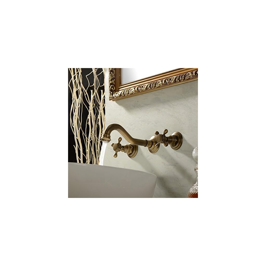 Grifo De Lavabo En Baño Latón Envejecida Antigua Diseñada Colocado En