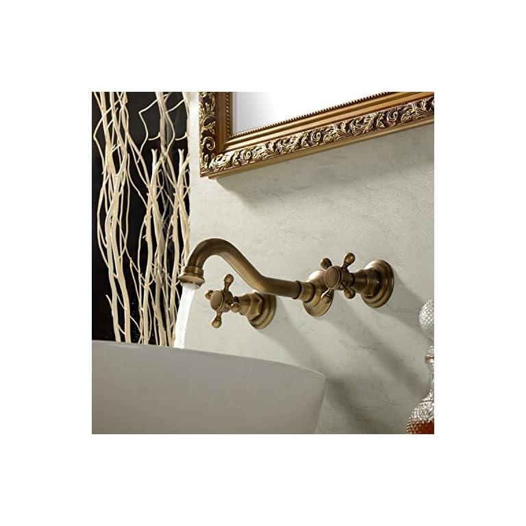 Grifo De Lavabo En Baño Latón Envejecida Antigua Diseñada Colocado En