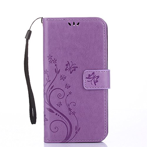 Samsung Galaxy A5 ( 2017 ) Hülle, Samsung Galaxy A5 ( 2017 ) Schutzhülle, Alfort 3 in 1 Lederhülle Fashion Design Premium PU Leder Hohe Qualität Tasche Case Cover Kasten Abdeckung Wallet für Samsung Galaxy A5 ( 2017 ) 5.2″ Smartphone Funktion Standfunktion Unterstützte Telefone und Magnetverschluss mit Schmetterling ( Helles Lila ) + Alfort Schwarz Stylus Pen - 2