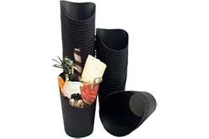 MonLiya 50 Stück 14oz Entsorgung Take-Out Party Frozen Dessert Supplies Backen Kuchen Eier Blätterteig Waffel Pommes Frites Chips Eis Snacks Kraftpapier Tassenhalter (Schwarz)