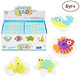 Uso fácil ANIKI TOYS Granos de Hierro con Placa de clavijero 8 + 8 Plantillas + 8 Papel de Planchar + 2 Pinzas Compilables con Cuentas de Hama (Ocean Series)