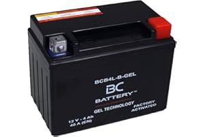 BC BATTERY CONTROLLER BC BATTERY Batteria Moto al GEL 12V 4Ah BCB4L-B-GEL moto&scooter, esente da manutenzione sigillata precaricata simile a YB4L-B/A