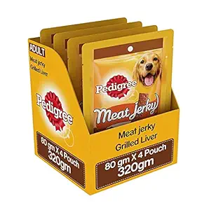 Pedigree Meat Jerky Stix Adult Dog Treats, Grilled Liver ? 80 g (Pack of 4) by Jolly and Cutie Pets