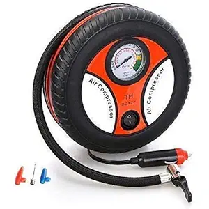 Nilkanth View Portable Electric Tyre Shape Air Compressor Pump for Bike and Car Tyre, Electric DC 12V Auto Air Pump 2.5M Power Tyre Inflator (Black)