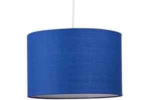 FIRSTCHOICELIGHTING Navy Blue Ceiling Light Shade Easy Fit Ceiling Lightshade Modern 25cm Drum Shade Navy Blue Cotton Fabric