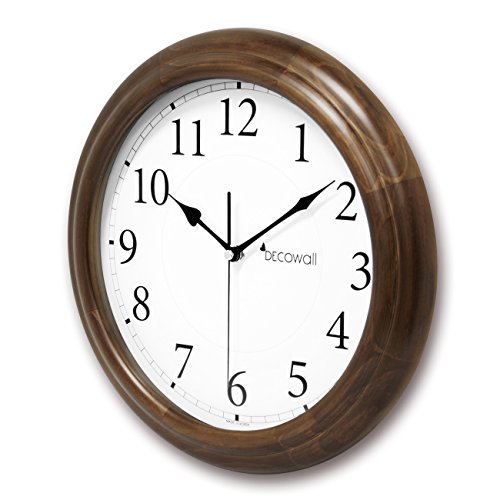 Decowall DSH-W32BS Nicht Tickende Stille Holz Wanduhr Modern für Wohnzimmer Küche Büro (Braun, 32cm) - 2