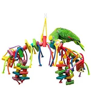 MEWTOGO Natural and Colorful Knots Block Parrot Chewing Toys (Multi Color-Arch)