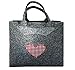Produktbild Filztasche grau mit rot kariertem Herz 38x20 cm
