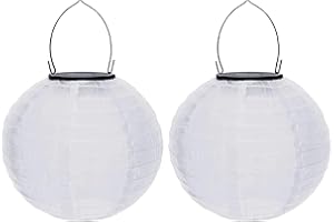 YOUNING Lampions solaires d'extérieur résistants aux intempéries - Lampions solaires en papier blanc - Lanterne de jardin LED - Lanterne solaire à suspendre - Lanternes de jardin - Lanternes en papier nylon