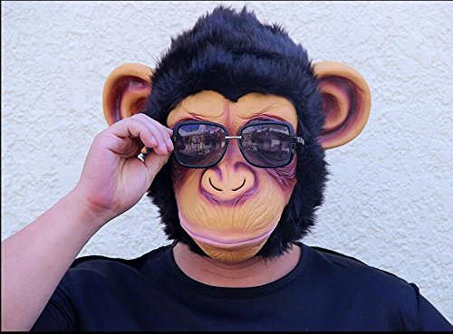 Affe Kopfmaske, Cusfull Neuheit Halloween-Kostüm Party Latex Tiermaske Affe Kopf Maske Headmaske Halloween-Party-Kostüm - 8