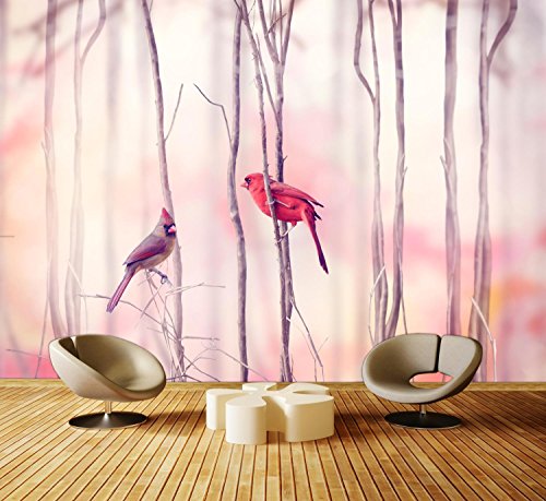 Fototapete Cardinal birds Tapete Kunstdruck Wandbild Vliestapete XXL | L 300 x 210 cm - 6 Teile | Papier