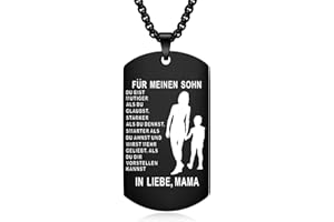 YOTHIWAD Halskette für Meinen Sohn Dog Tag Kette An Meinen Sohn Halskette mit Gravur Inspirierend Text Geschenk für Sohn von Mama Papa
