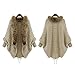 Arrowhunt Women's Batwing Sleeve Cardigan Cloak Fur Collar Sweater Cape