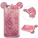 Produktbild iPhone 6 Plus 6S Plus Hülle, Dexnor Apple iPhone 6 Plus 6S Plus Hülle Glitzer Flüssig Liquid Transparent Handyhülle für Mädchen 3D Mouse Ohr Plating TPU Silikon Tasche Durchsichtig Clear Bling Sparkle Glitter Herz Schutzhülle Bumper Back Cover Rückseite - Rose Gold