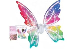 TeeToe Electric Fairy Wings with Princess Wand for Girls Ages 3+, Battery operated moving Butterfly Wings with Music and LED Lights. Gift for Birthday, Christams, Cosplay Fancy Dress