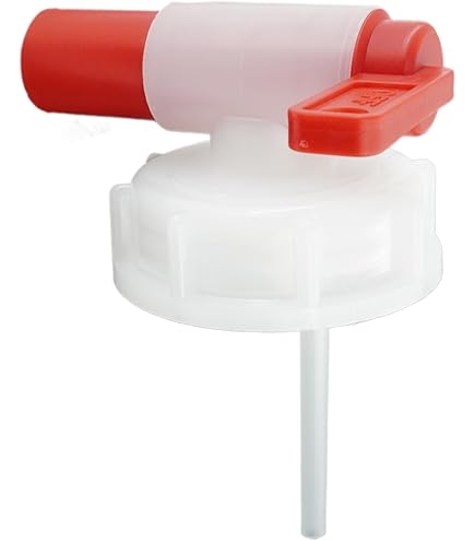Robinet Vidange Bidon Hünersdorff DIN60/61 - Raccord 19mm Ou 3/4" - Naturel/Rouge - Écoulement Rapide
