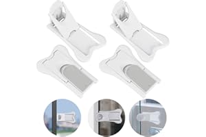 WENRERO 4 PCS Sliding Door Locks for Baby Proofing, Keyless Child Safety Locks 3M Strong Adhesive Sliding Door Child Lock for Stop Baby and Pets Opening Sliding Door Patio Closet Shower Shutter, White