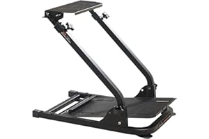 X-Rocker Steering Wheel Stand, Foldable Racing Wheel Stand with Seat Fixing Rod, Adjustable Height, Adjustable Angle, Suitable for Logitech, XBOX, Madcatz, Playstation, Racing Wheel Stand - Black