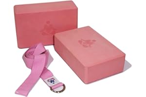 Mukz Combo of 2 Premium Yoga Blocks With Strap - Anti-Slip Moisture Resistant High-Density EVA Foam for Enhanced Stability & Support in Yoga, Pilates & Stretching Exercises