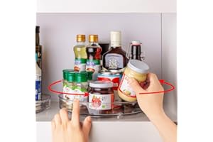 Fiambrera Drehteller Kühlschrank Organizer Lazy Susan 23,5cm, Küchen Gewürzregal Gewürz Organizer, Drehbares Organizer für Schrank Unterschrank Waschbecken Schminktisch (Transparent)