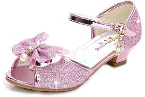 Sandali Con Tacco Per Ragazze, Scarpe Da Principessa Con Fiocco, Punta Rotonda, Chiusura A Bottone, 3 Cm, Nero/argento