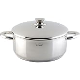 WECOOK PRO Casserole Dish with Stainless Steel Lid, Induction, 16 cm | 18/10 Stainless Steel, 1/4" Triple-layer Base, Oven up