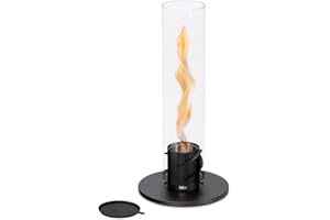 höfats - Spin 90 nero - Camino etanolo da tavolo per interni ed esterni - Mini camino bioetanolo, lanterna, torcia da giardino e camino a bioetanolo in acciaio inox