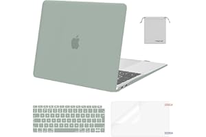 MOSISO Coque Compatible avec MacBook Air 13 Pouces M1 Compatible 2021-2018 A2337 A2179 A1932, Coque Rigide&Housse Clavier&Film D'écran&Sac de Rangement pour MacBook Air 13,3 Pouces,Vert Antique