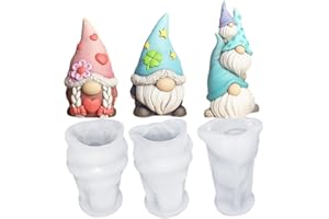 Junhui 3 Pezzi Stampo Candela Stampi in Silicone, Natale Stampo Candela, 3D Forma di Gnomo di Natale Stampo per Candele in Silicone per Realizzare Candele, Saponi, Aromaterapia