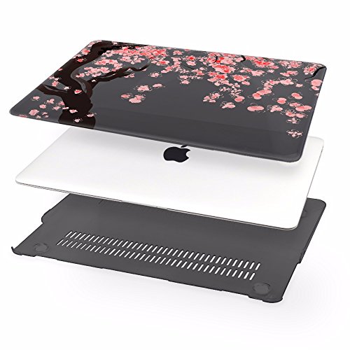 TwoL Kirschblüten Plastik Hartschale Hülle für MacBook Pro 15 2016 2017 (A1707),Schwarz - 4