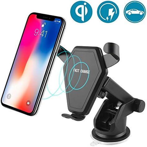 Sairain Wireless Car Charger, Air Vent &amp; Dashboard &amp; Windshield Qi Wireless Charger Car Mount Holder for iPhone X/8/8 Plus and Samsung S9/S8/S7/S6/Note 5 other Qi-enabled mobile phone