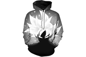 Leezeshaw Unisex Hoodies 3D Goku Super Saiyan Print Pullover Hoodie Sweatshirt with Kangaroo Pocket