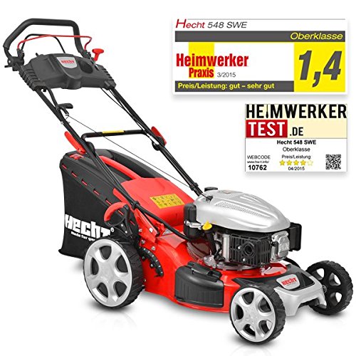 HECHT Benzin-Rasenmäher 548 SWE Benzin-Mäher + Elektro-Start Funktion (Schnittbreite 46 cm, 60 Liter Fangkorbvolumen, 7-fache Schnitthöhenverstellung 25-75 mm, Radantrieb und Elektro-Start-Funktion) - 2