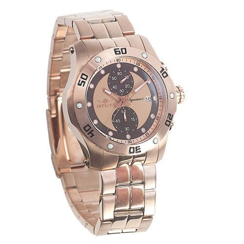 Invicta Mens Signature II Chronograph Rose Gold Plated Stainless Steel Watch 7386