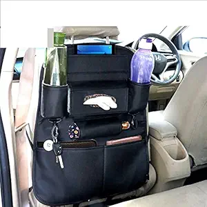 AMBLIC Premium Car Backseat Organizer PU Leather Storage Organizer for All Type Cars with Multifuntional Pockets Tissue Box/Umbrella Holder/Key Holder/Tablet Holder/Key Holder