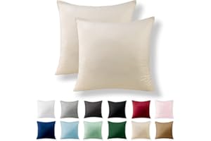 Alreya Set di 2 Federe Renforcé 100% cotone - 80 x 80 cm - Beige - con cerniera YKK - Ipoallergenico senza prodotti chimici